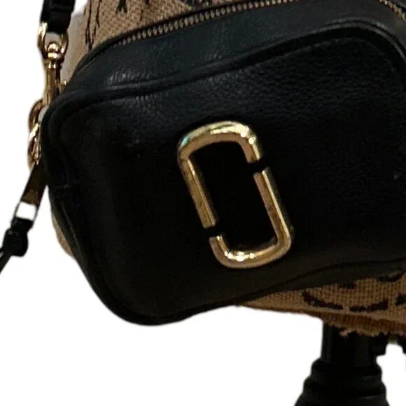 Marc Jacobs The Soft Shot 17 Black Camera Crossbody Purse Leather Bag Gold - Picture 3 of 9